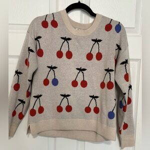 Madewell Cherry Motif Sweater - Red, Blue, and Cream